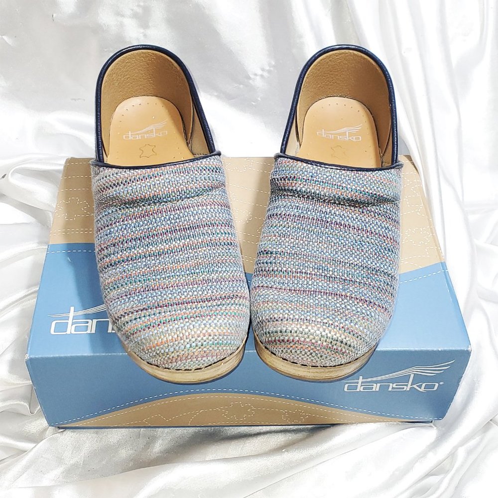 DANSKO canvas pro textured navy blue clog shoes